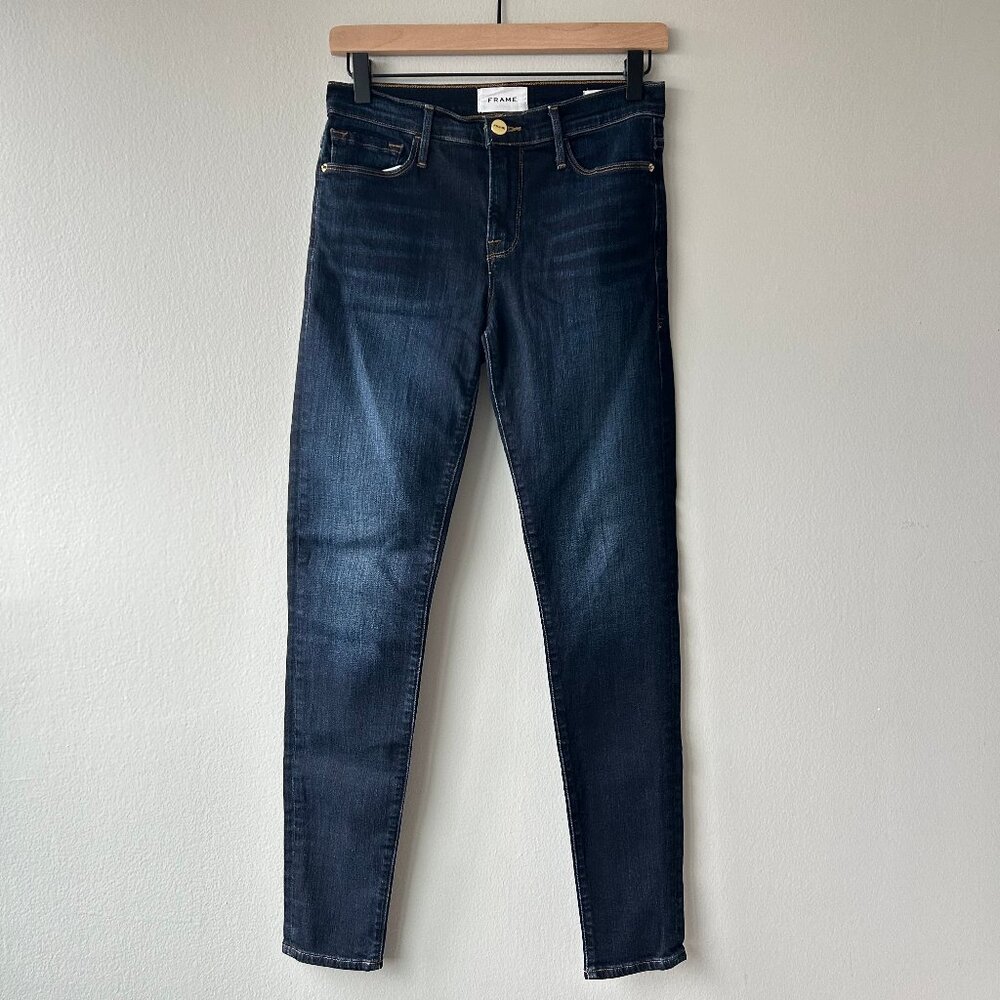 FRAME Le Skinny de Jeanne Skinny Jeans Women 26 Dark Wash - Picture 2 of 12
